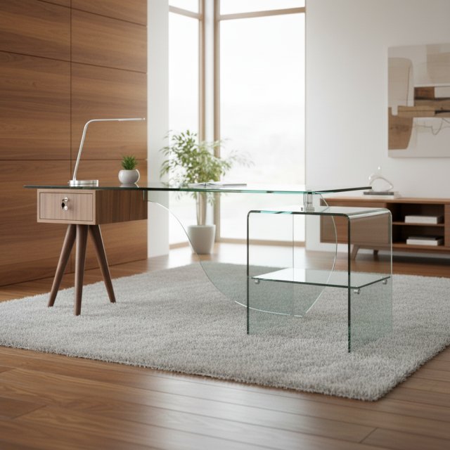 میز اداری مدیریت تک کشوی سه پایه با کنسول